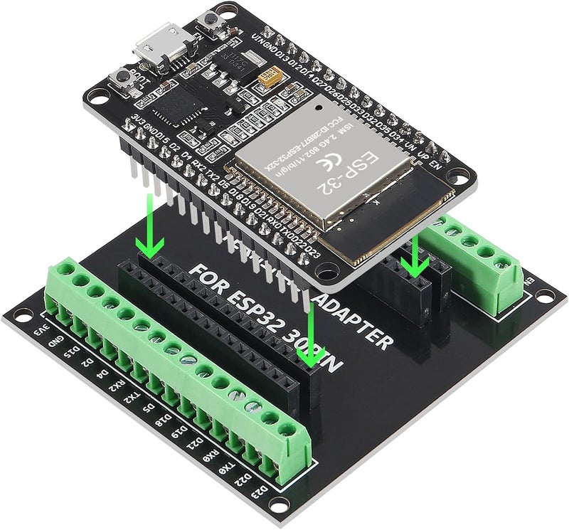 DORHEA 3 مجموعات ESP-WROOM-32 ESP32 ESP-32S لوحة تطوير 30 دبوس واجهة Micro USB WiFi ESP-WROOM-32 مع لوحة تفكيك ESP32 درع محول طرفي لـ ESP32 30 دبوس - Image 2